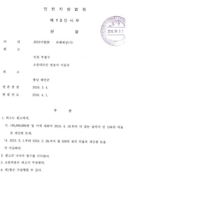 협의이혼시 작성한 각서의 내용을 불이행한 경우의 손해배상 소송 이미지 1